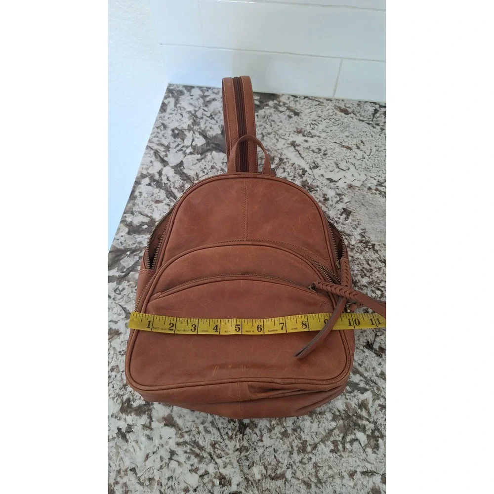 Tommy Bahama Brown Leather Mini Backpack Convertible Sling Bag RN 75343